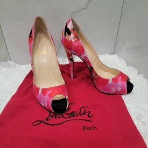 Authentic Louboutin Satin Floral Very Prive Pumps
